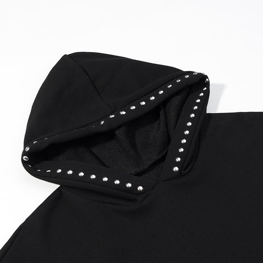 Damen Oversize-Kapuzenpullover mit Nietenbesatz und geripptem Saum Shop Nory