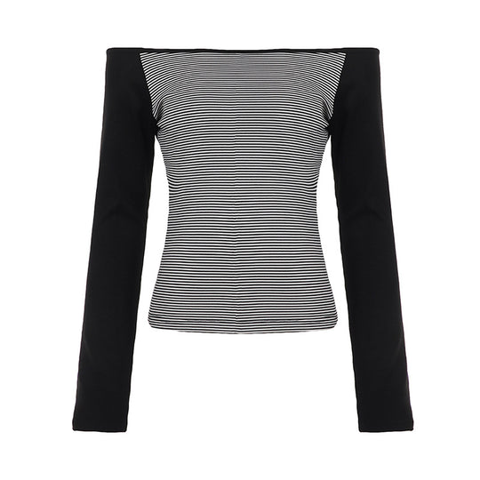 Damen nan figurnahes Raglan-Langarmshirt mit feinem Streifenjersey, schmaler Taille und elastischem Stretchmaterial Shop Nory