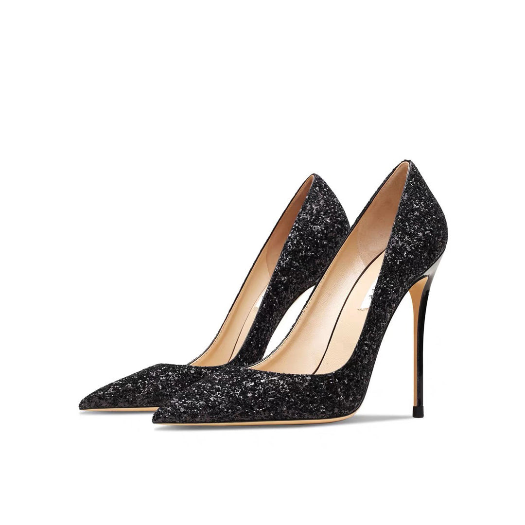 Damen Glitzer-Pumps mit spitzer Zehenform und metallic Stiletto-Absatz Shop Nory