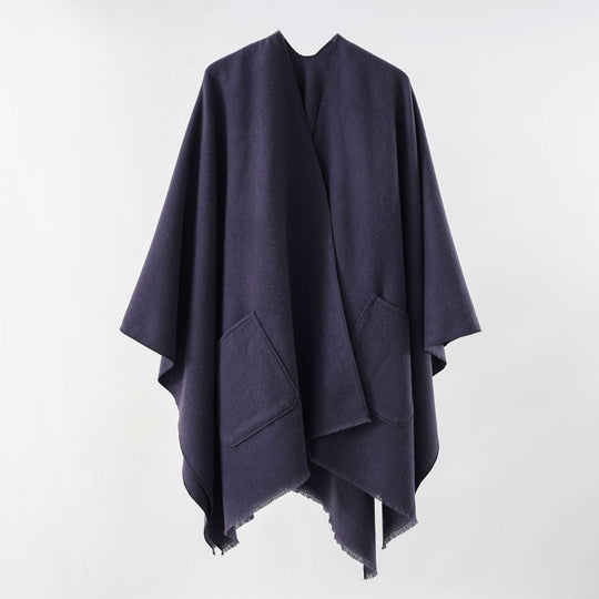 Damen Oversize-Capeponcho aus Wollmix mit Kapuze und Eingrifftaschen Shop Nory