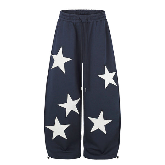 Damen weite Stern-Print Jogginghose mit Tunnelzug, Kordel und verstellbarem Saum Shop Nory