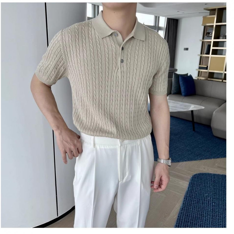 Herren Modisches Kurzarmstrickpoloshirt Shop Nory