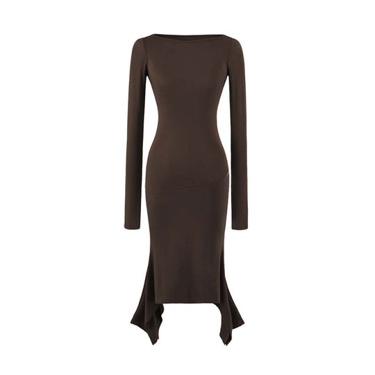 Damen Figurbetontes Midikleid mit asymmetrischem Zipfelsaum und Paneel-Design Shop Nory