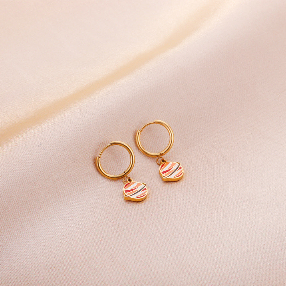 Damen Hängende Ohrstecker mit planetarischem Design aus goldplattiertem Edelstahl Shop Nory