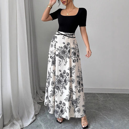 Damen Hochtaillierter Maxirock mit floralem Print und ausgestelltem Schnitt Shop Nory