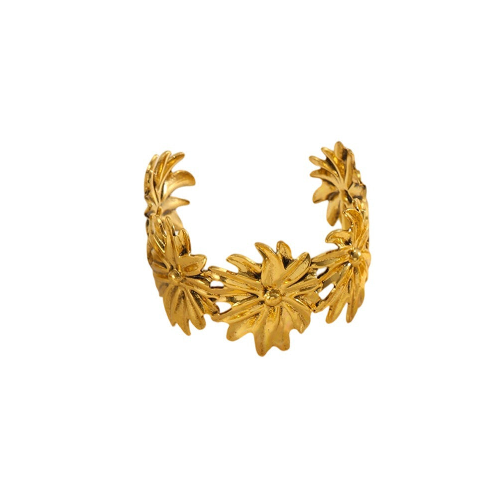 Damen Offener Armreif mit floralem Motiven und kunstvollem Design Shop Nory