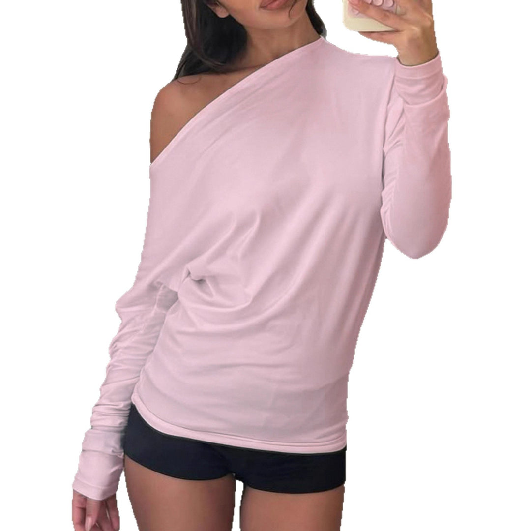 Damen nan asymmetrisches Off-Shoulder Longsleeve mit taillierter Silhouette und Daumenloch-Ärmeln Shop Nory