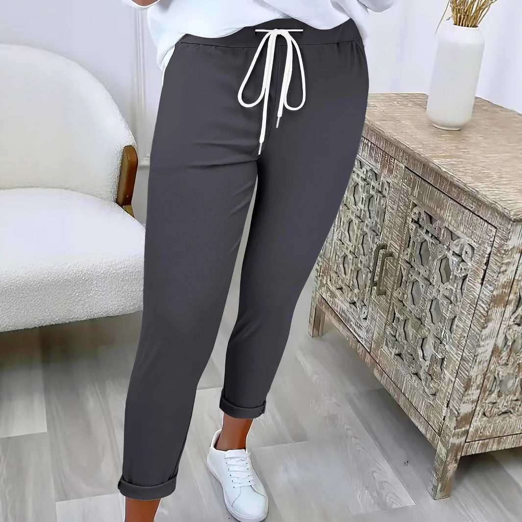 Damen Schmale Jogginghose mit hohem Komfortbund, Kordelzug und schmalem Knöchelabschluss Shop Nory