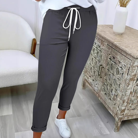 Damen Schmale Jogginghose mit hohem Komfortbund, Kordelzug und schmalem Knöchelabschluss Shop Nory