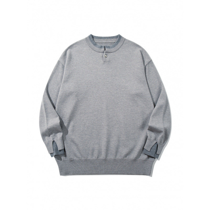 Unisex Oversize Feinstrickpullover mit Henley-Knopfleiste und Schlitzbündchen Shop Nory