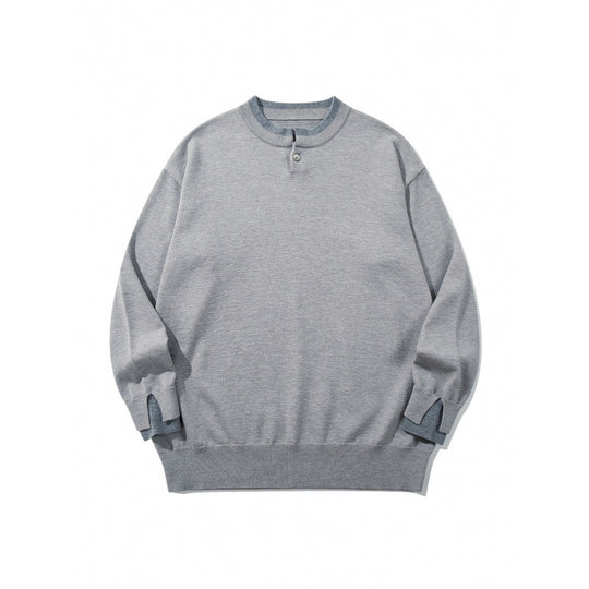 Unisex Oversize Feinstrickpullover mit Henley-Knopfleiste und Schlitzbündchen Shop Nory