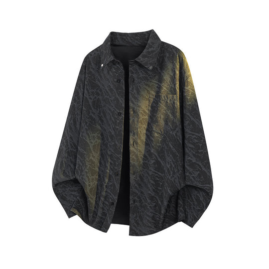 Herren Oversized Hemd mit Marmorprint und Brusttasche Shop Nory