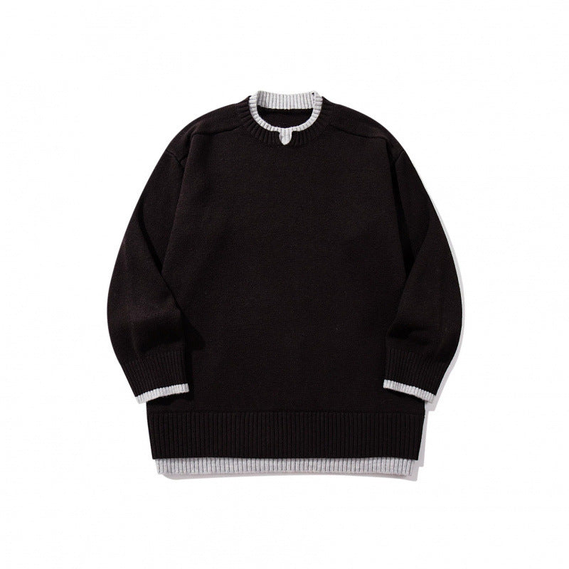 Unisex Relaxed-Fit Feinstrick-Pullover mit Kontrastbündchen und verlängertem Rippenbund Shop Nory