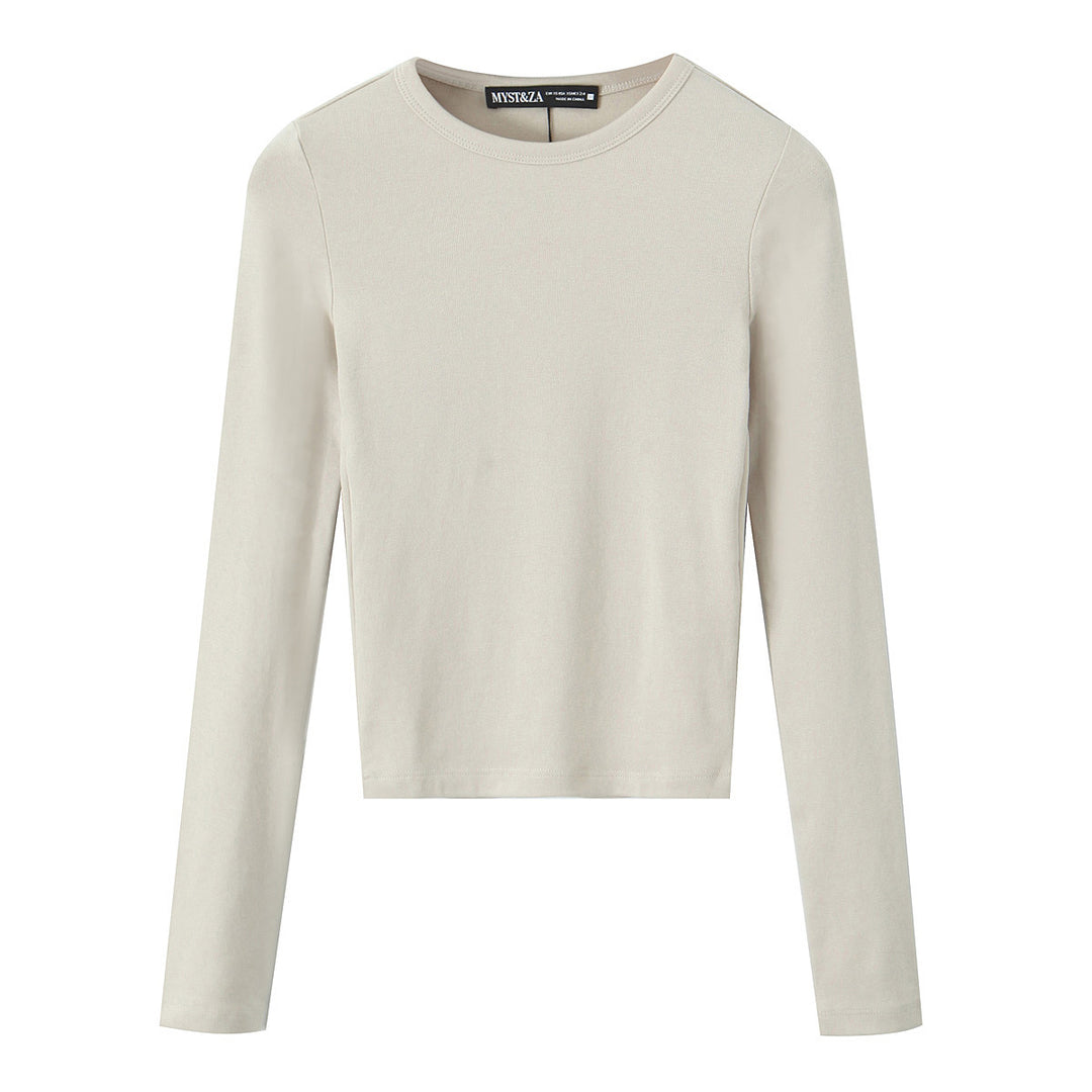 Damen Gestreiftes Cropped-Langarmshirt mit Rundhalsausschnitt Shop Nory