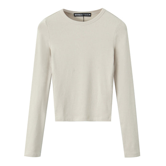 Damen Gestreiftes Cropped-Langarmshirt mit Rundhalsausschnitt Shop Nory
