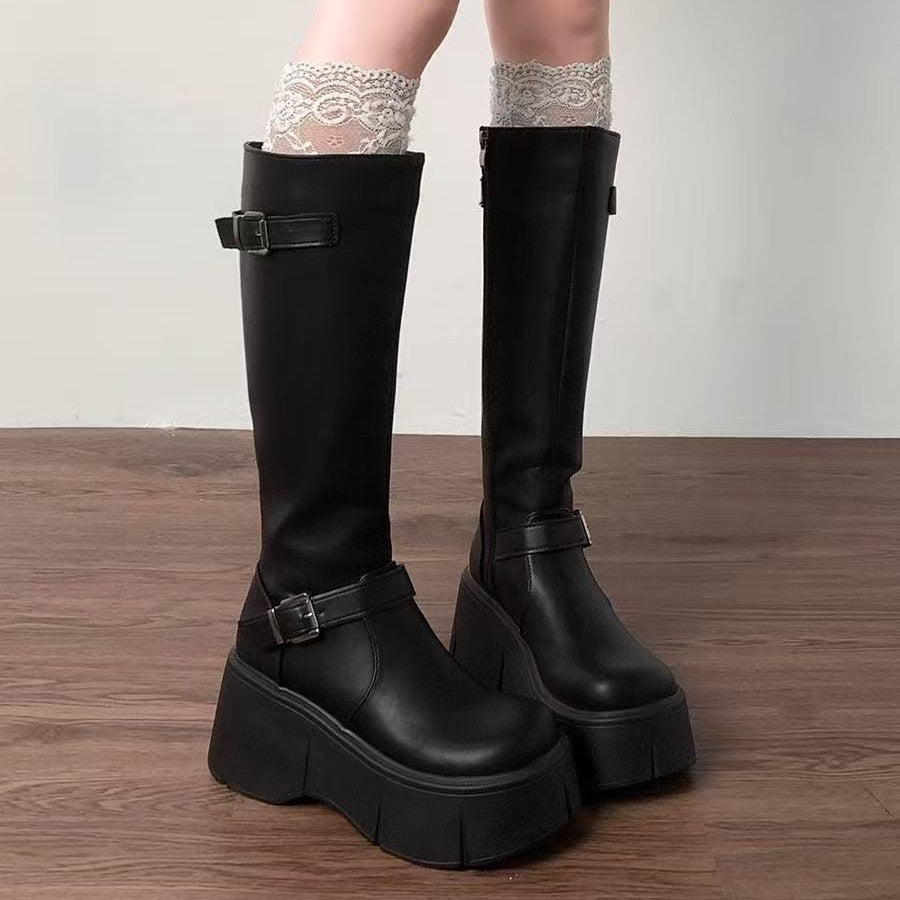 Damen Modische Stiefel mit auffälligem Schnallen-Design Shopnory