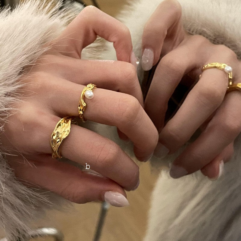 Damen modern gestalteter Ring mit kreativem Wellenmuster Shop Nory