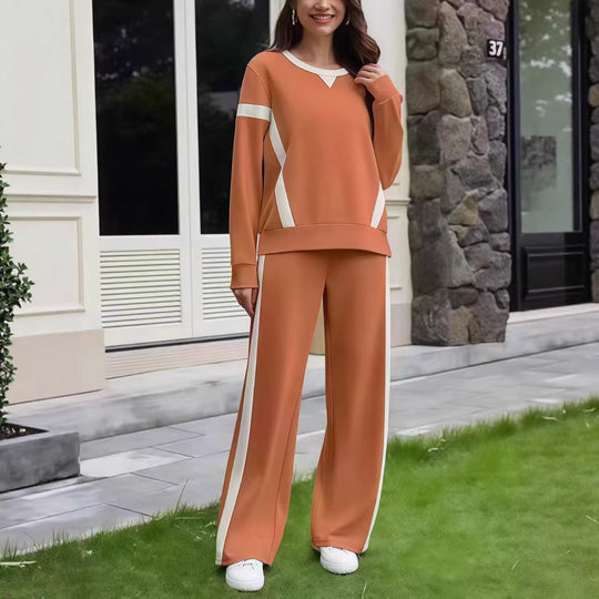 Damen Lounge-Set aus weichem Jersey mit weitem Bein und Kontraststreifen Shop Nory