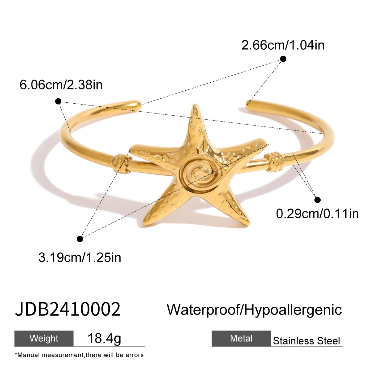 Damen Offenes Armband mit elegantem Muschel-Design aus hypoallergenem Edelstahl Shop Nory