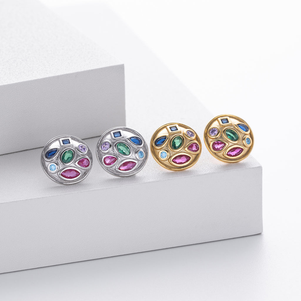 Damen Ohrstecker mit bunten Zirkon-Akzenten und hochwertiger 925er Sterlingsilberfassung Shop Nory