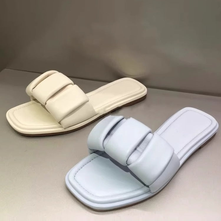 Damen Modische Schlappen mit breitem Riemendesign und gepolstertem Fußbett Shopnory