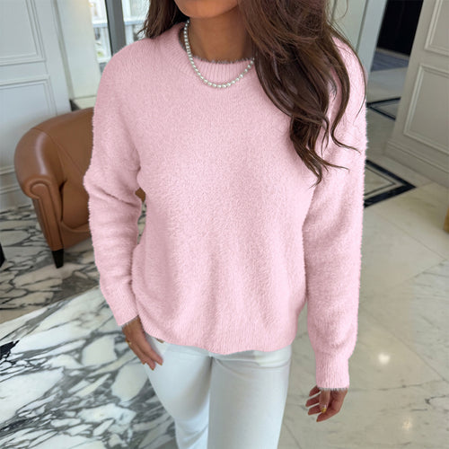 Damen Weicher Strickpullover mit Rundhalsausschnitt Shop Nory
