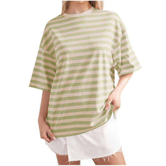 Damen Lässiges Oversized T-Shirt mit gestreiftem Muster