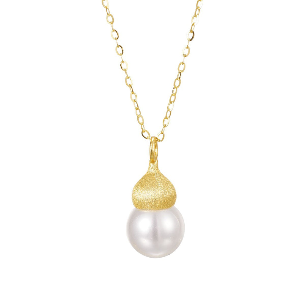 Damen elegante Halskette mit einzigartigem Perlenanhänger und goldener Detailverarbeitung Shop Nory