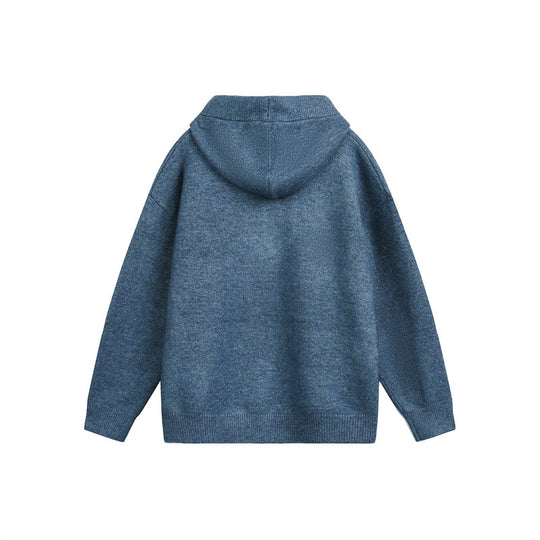 Damen Oversize-Strickpullover mit halbem Reißverschluss und Kapuzenkragen Shop Nory
