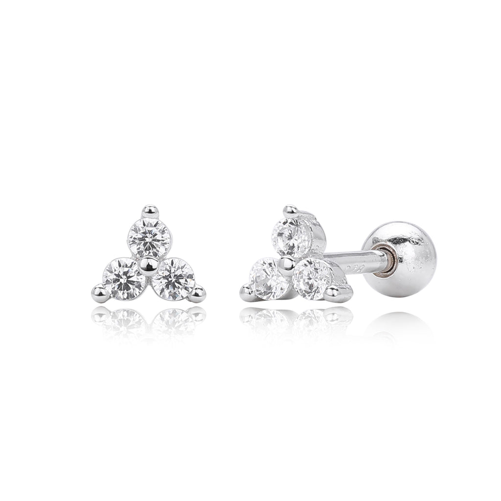Damen Ohrstecker mit luxuriösem Zirkon-Trio aus 925 Sterling Silber Shop Nory