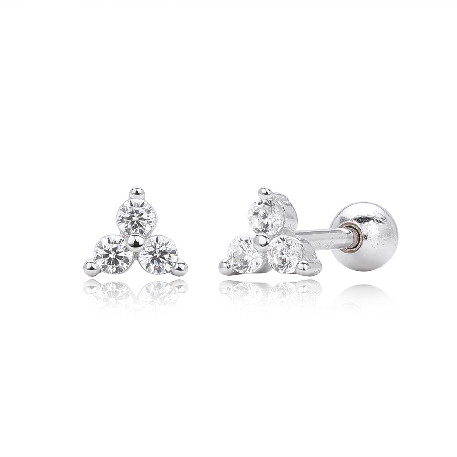 Damen Ohrstecker mit luxuriösem Zirkon-Trio aus 925 Sterling Silber Shop Nory