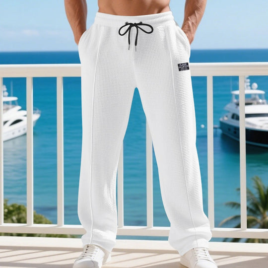 Herren Leichte Waffelstruktur-Loungehose mit elastischem Bund und Eingrifftaschen Shop Nory