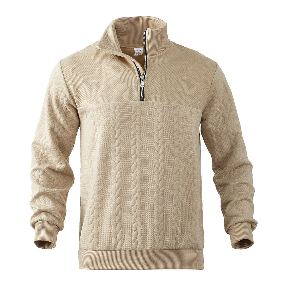 Herren Halbzip-Pullover mit Zopfstrick-Optik und Strukturpaneelen Shop Nory