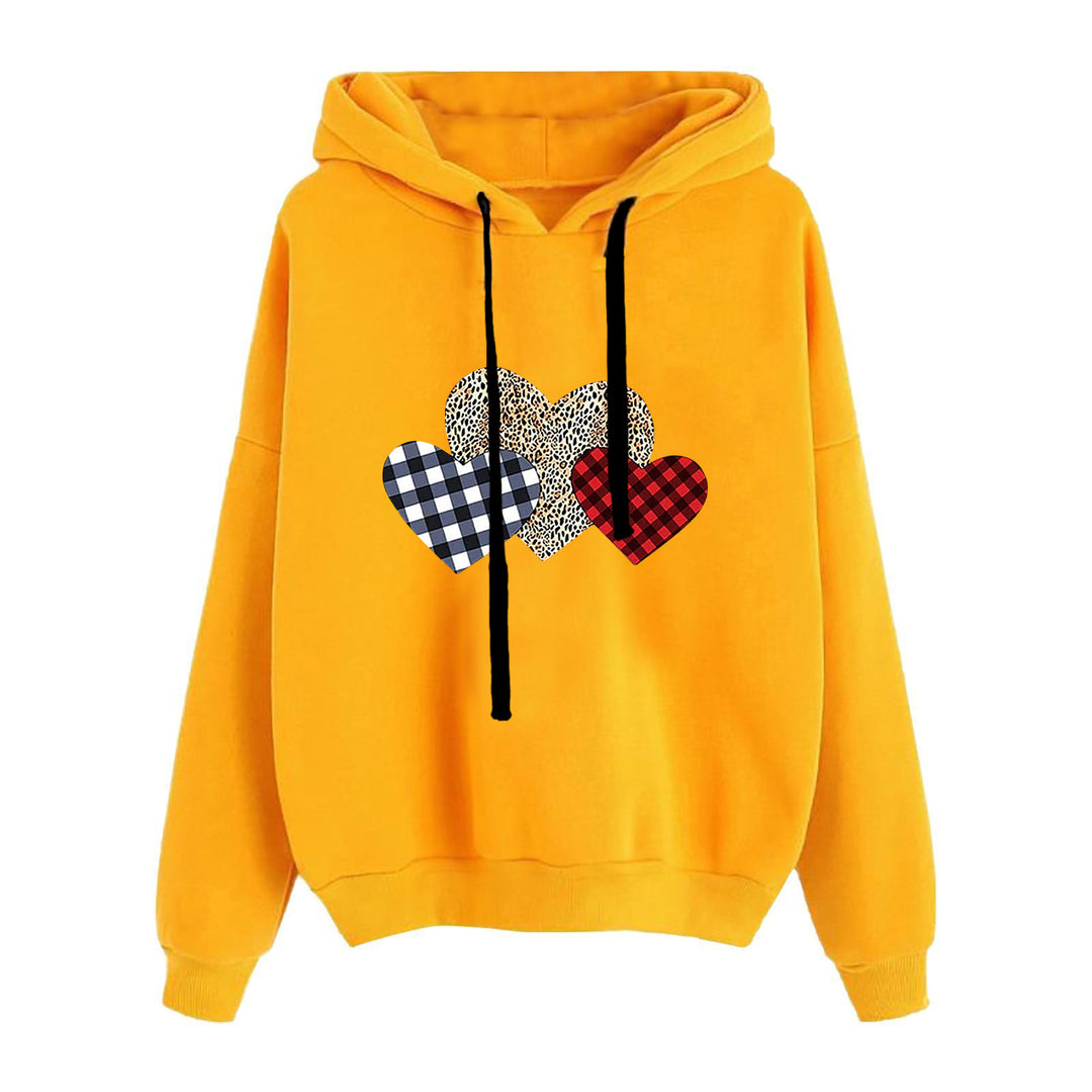 Damen nan lässiger Oversize Kapuzenpullover mit Herz‑und‑Pfotenprint, Kordelzug und gerippten Bündchen Shop Nory