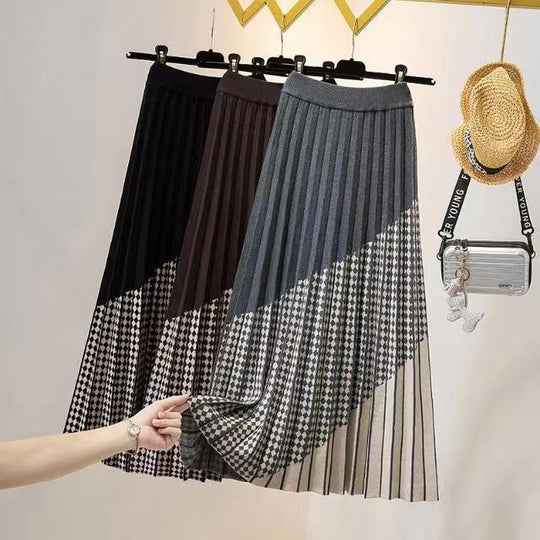 Damen Plissierter Maxirock mit geometrischem Muster Shop Nory
