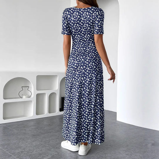 Damen Maxikleid mit floralem Wickeldesign und praktischen Seitentaschen