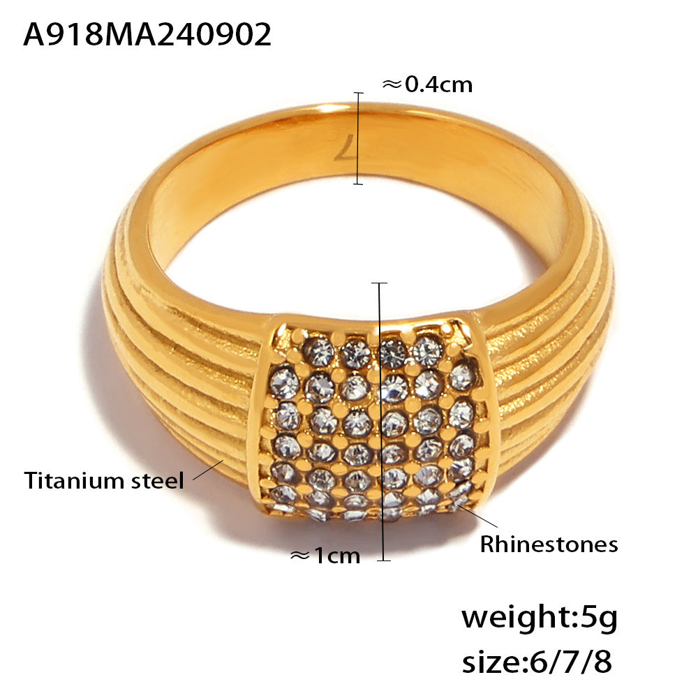 Damenring aus hochwertigem Titanstahl mit eindrucksvollem Rhinestone-Besatz Shop Nory