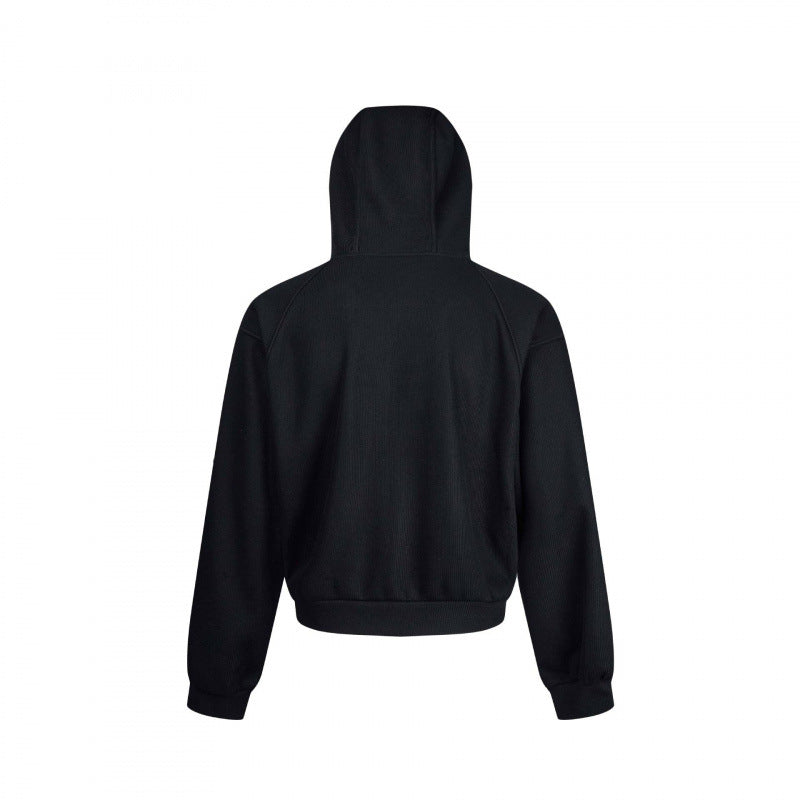 Unisex Kurzer Kapuzen-Zippullover aus French Terry mit Raglanärmeln und verdeckten Eingrifftaschen Shop Nory