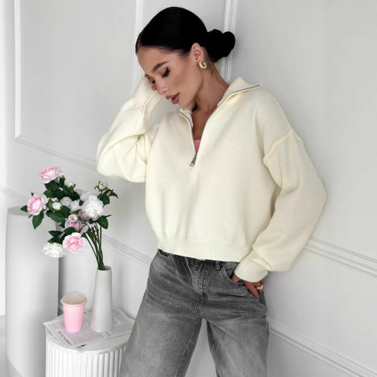 Damen Modischer Pullover mit praktischem Halbreißverschluss Shop Nory