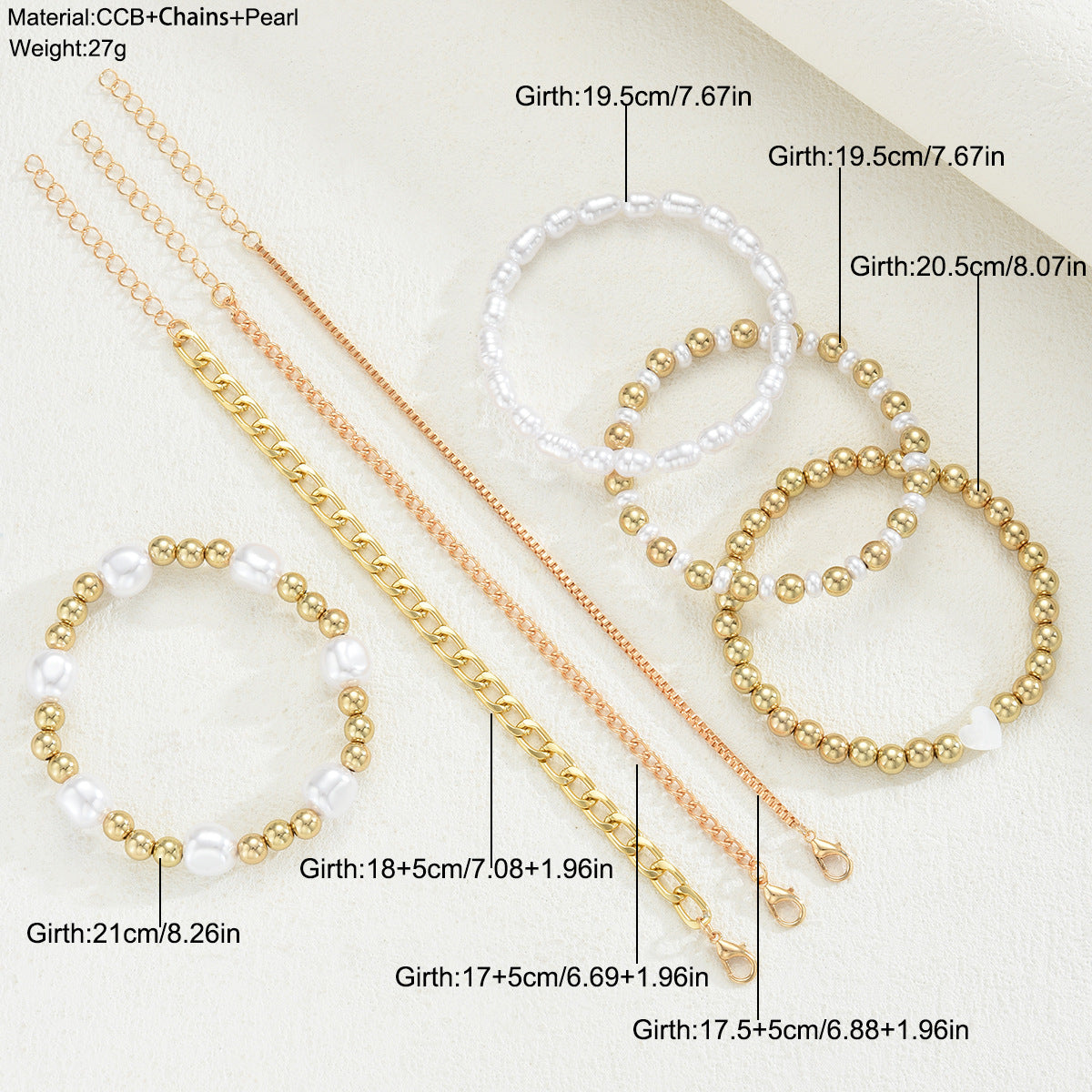 Damen Armband-Set mit eleganten Perlen und goldenen Akzenten Shop Nory