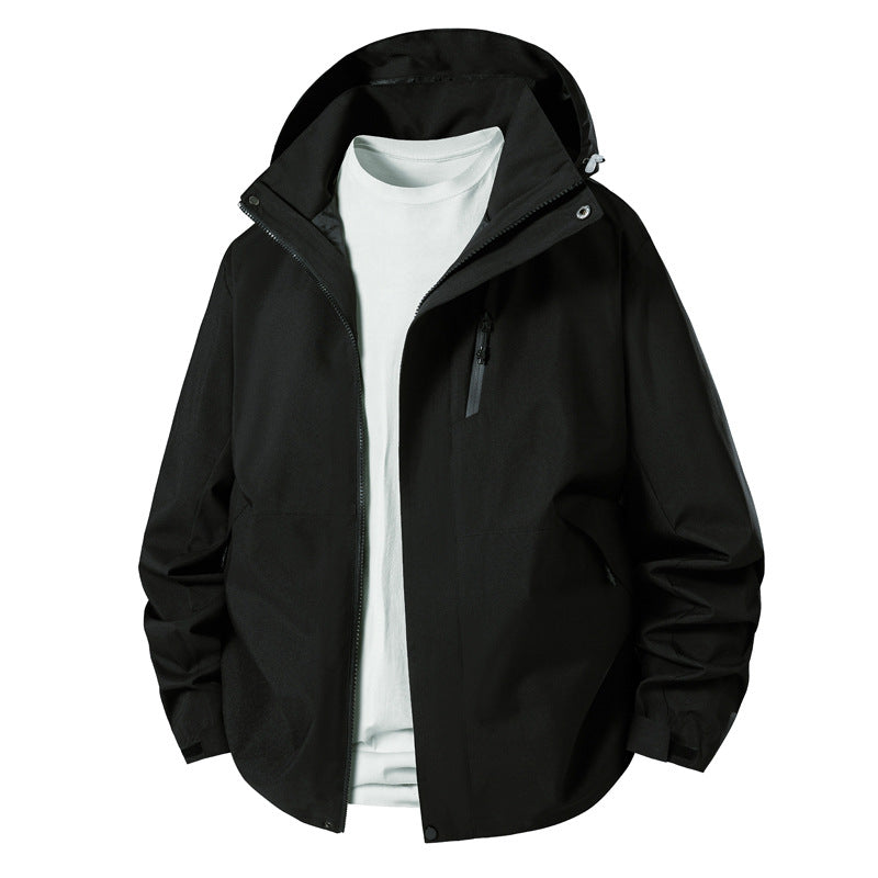Herren technische Übergangsjacke mit verstellbarem Kapuzenrand