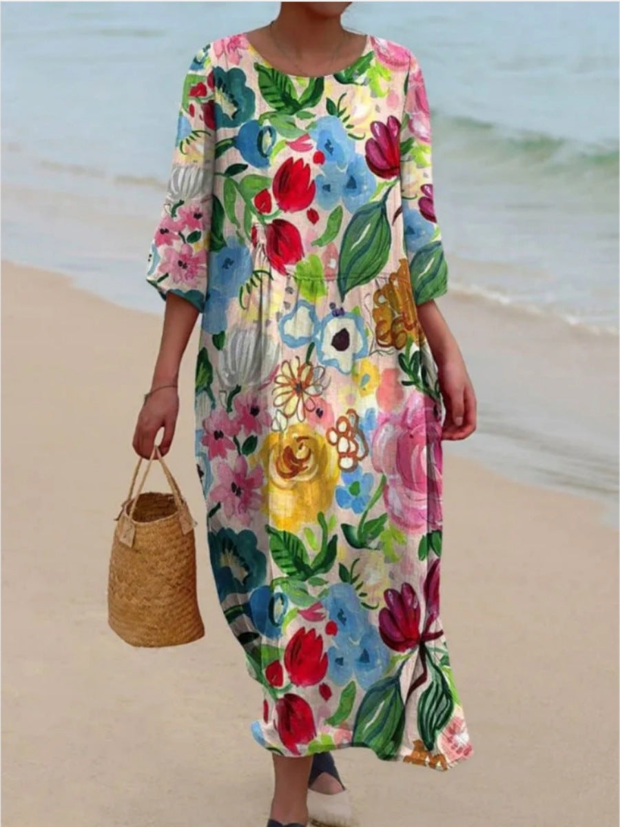 Damen Maxikleid mit floralem Design und lässigem Schnitt