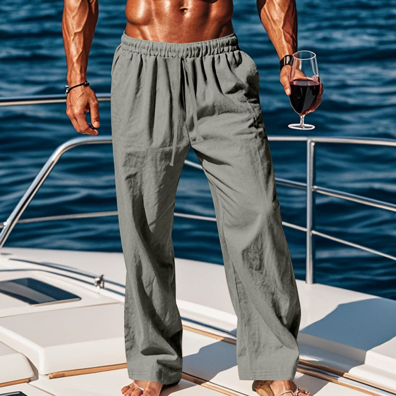 Herren Sommerliche Freizeithose mit weichem, atmungsaktivem Baumwollmaterial und elastischem Bund