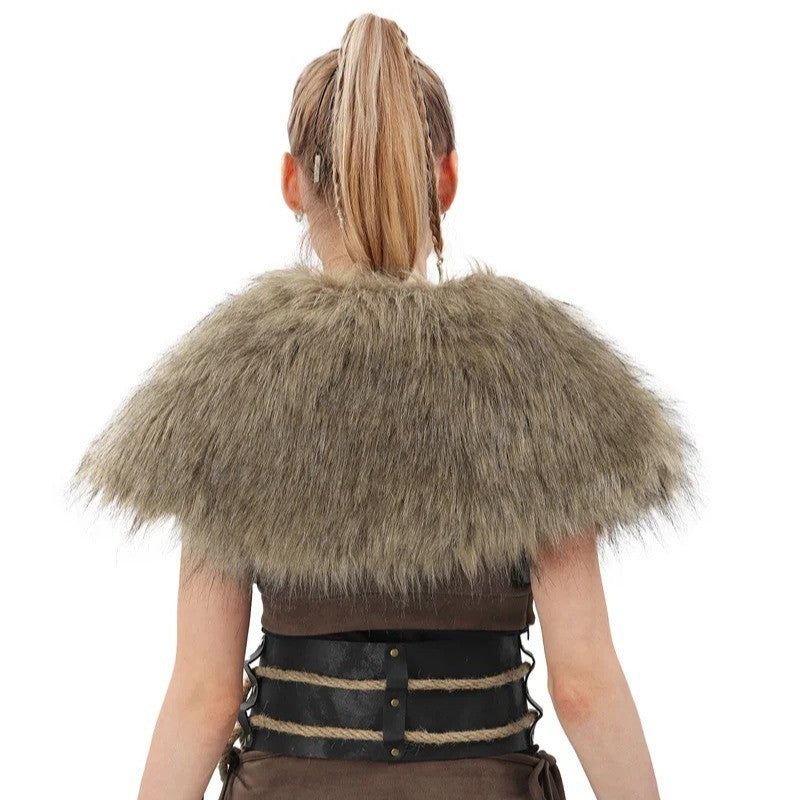 Damen Schultercape aus Kunstpelz mit asymmetrischem Saum und Ziergürtel Shop Nory