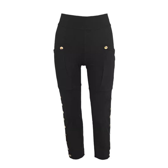 Damen High‑Waist Stretch‑Leggings mit Cargo‑Taschen und Druckknopfdetail Shop Nory