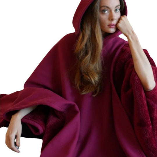 Unisex nan extra-großer Kapuzen-Poncho Kuschelüberwurf mit Mikrofleece-Innenfutter und Thermo-Wärmespeicher Shop Nory