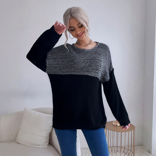 Damen Weit geschnittener Grobstrickpullover mit Raglanärmeln und Rundausschnitt Shop Nory