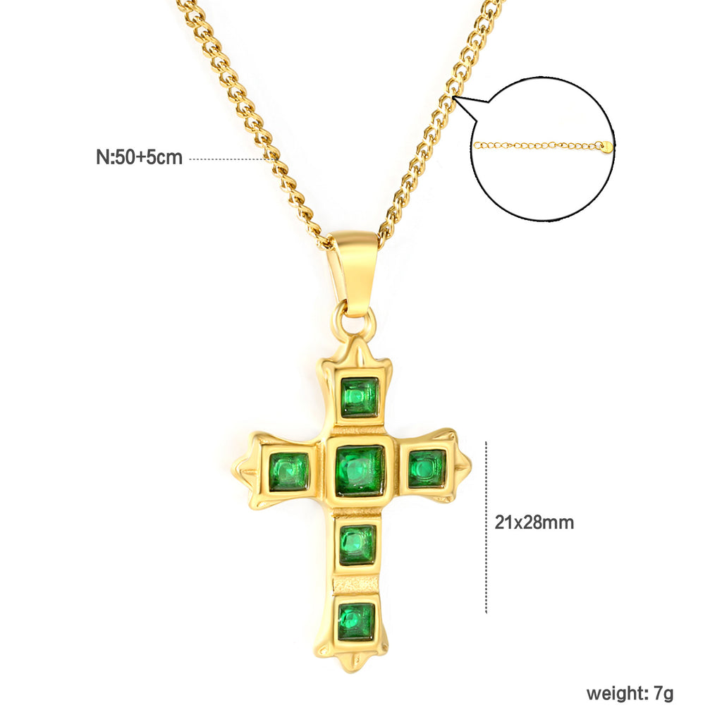 Damen Halskette mit kunstvollem Kreuzanhänger und facettiertem Zirkonia Shop Nory