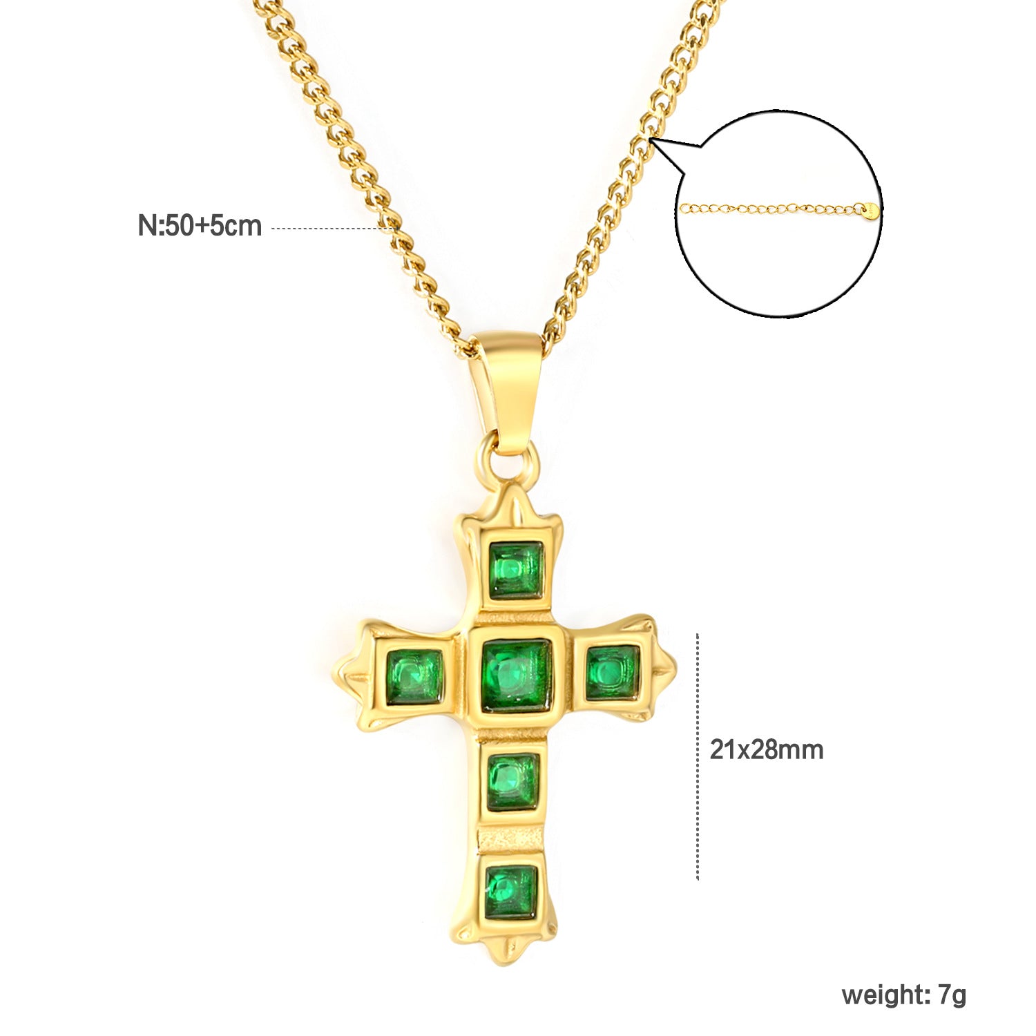 Damen Halskette mit kunstvollem Kreuzanhänger und facettiertem Zirkonia Shop Nory
