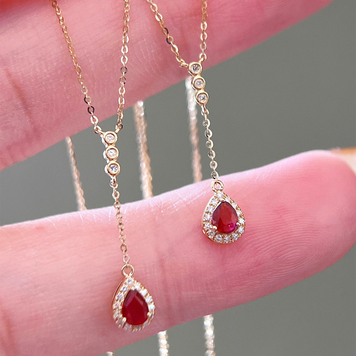 925 Sterling Silber Kabelkette Plattierung Wassertröpfchen Anhänger Halskette | Shop Nory
